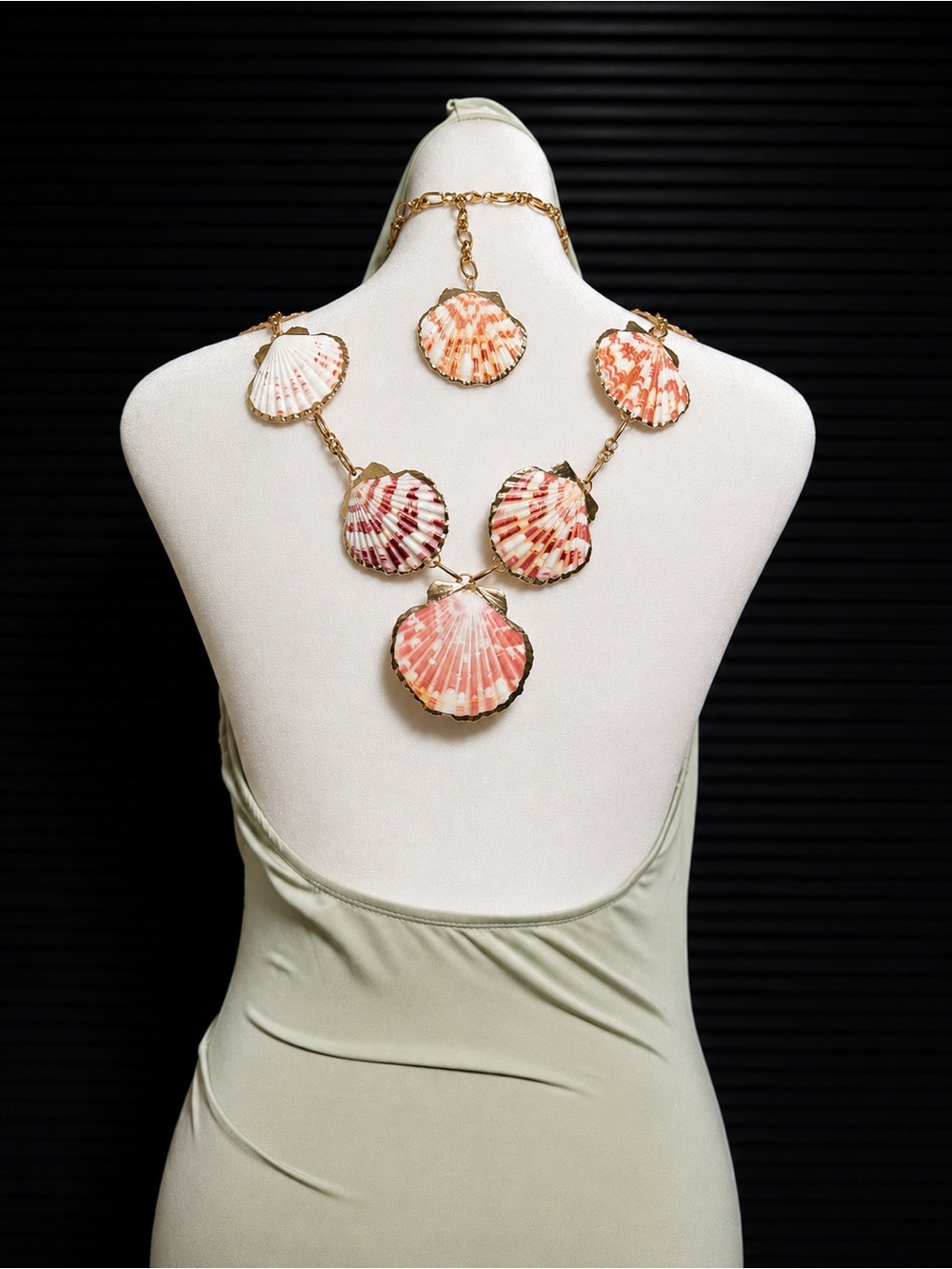 Shell Statement Necklace in Pink and Coral - Brand